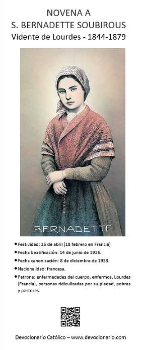 [Folleto para imprmir novena a santa Bernadette Soubirous]