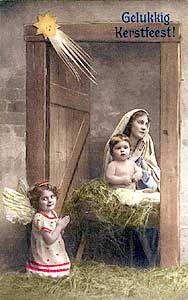 [Escena de la natividad. Fotografía en tarjeta postal de principios del siglo XX]